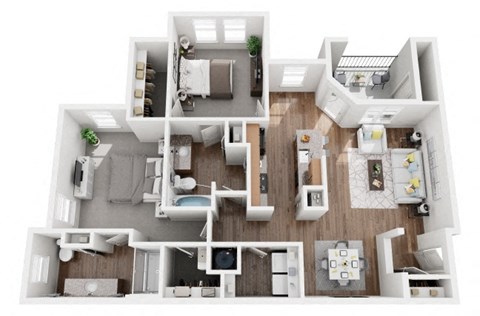 2 Bed 2 Bath 1290 sf Madison Floor Plan at Two Addison Place, Pooler, 31322, Georgia